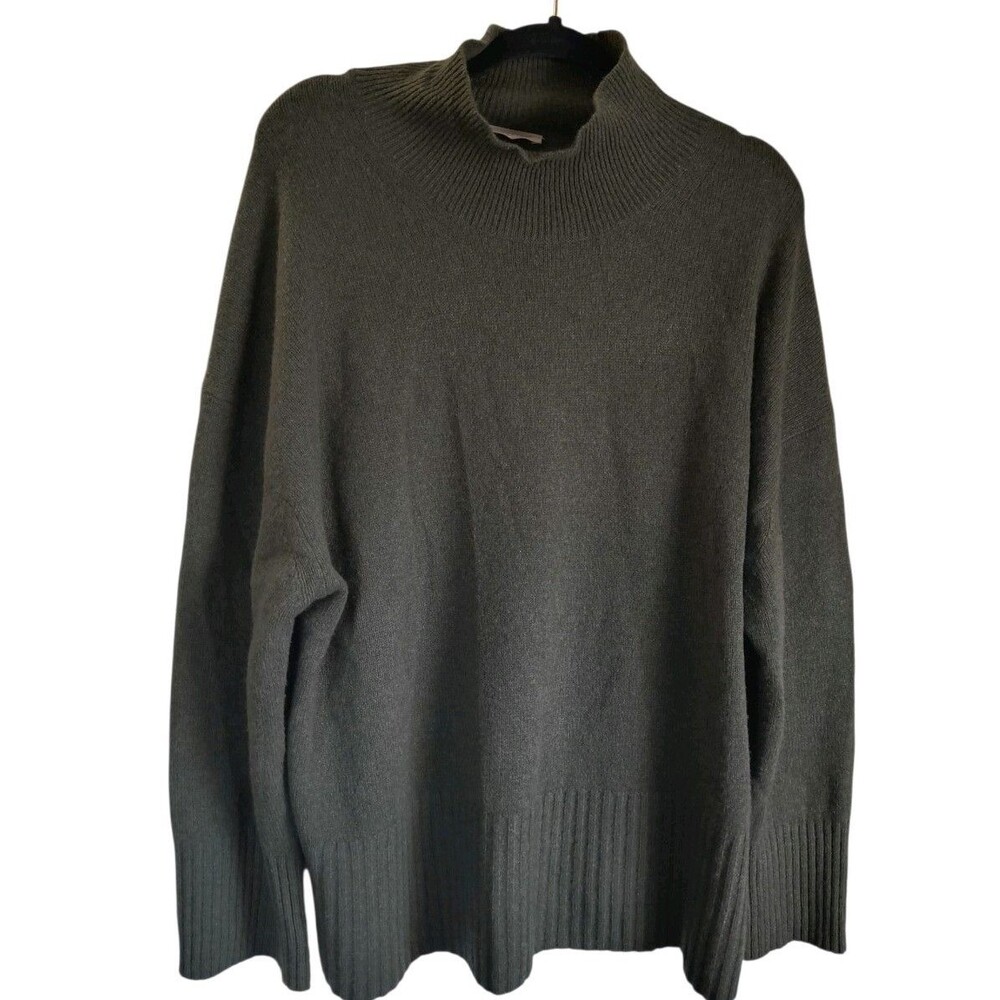 EVERLANE Recycled Cashmere Boxy Mock Neck Sweater XL Mossy Green